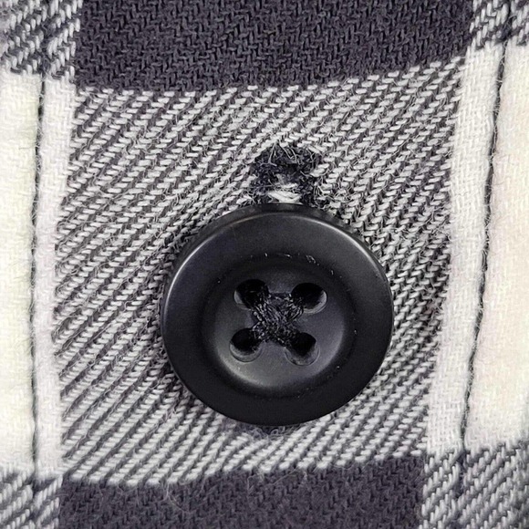 American Eagle AE Plaid Flannel Shirt Long Sleeve Button Up Black LS Soft - Picture 5 of 12